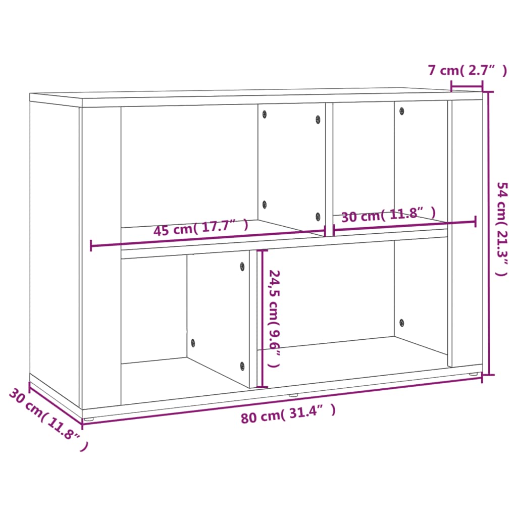 Skjenk hvit 80x30x54 cm konstruert tre vidaXL