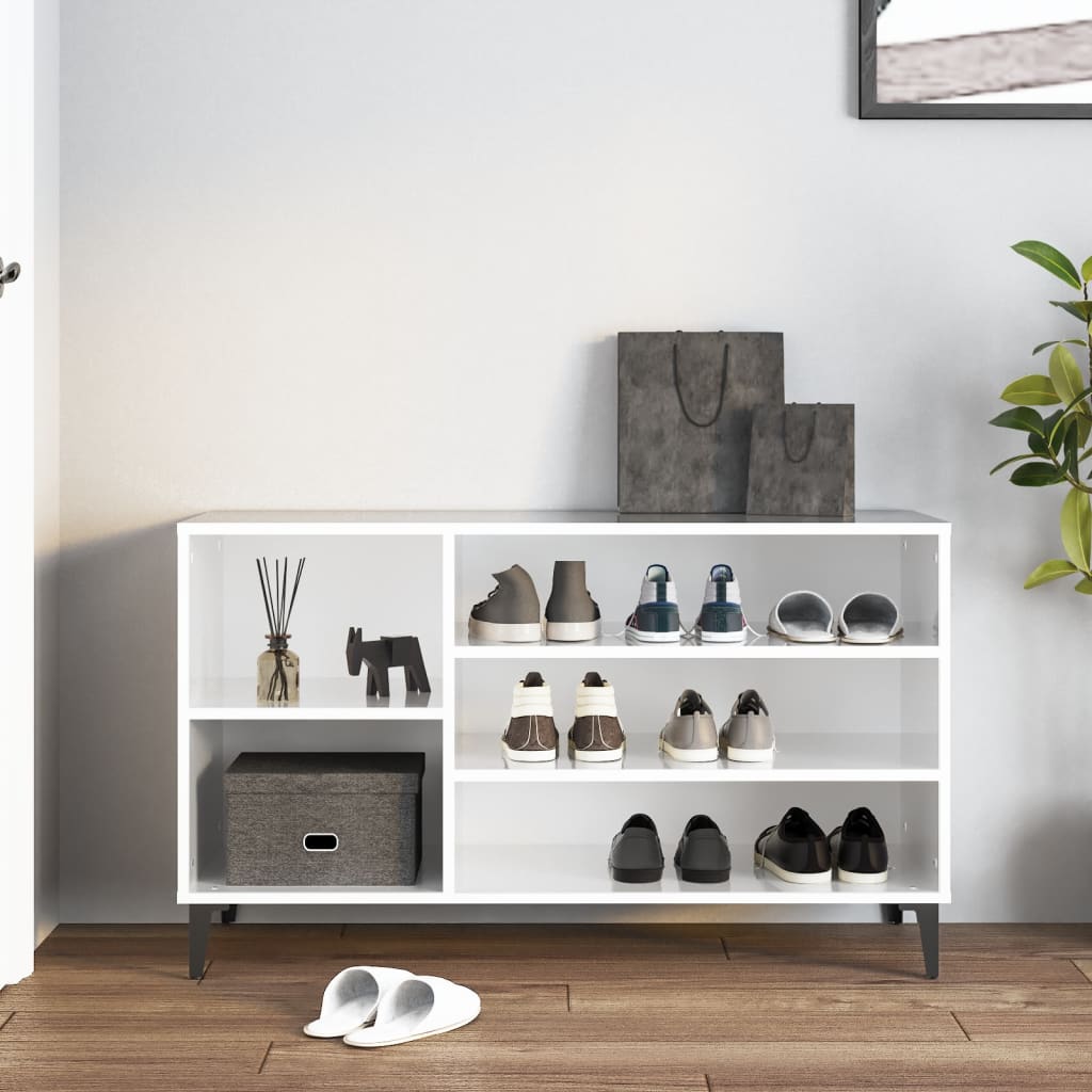 Skoskap høyglans hvit 102x36x60 cm konstruert tre
