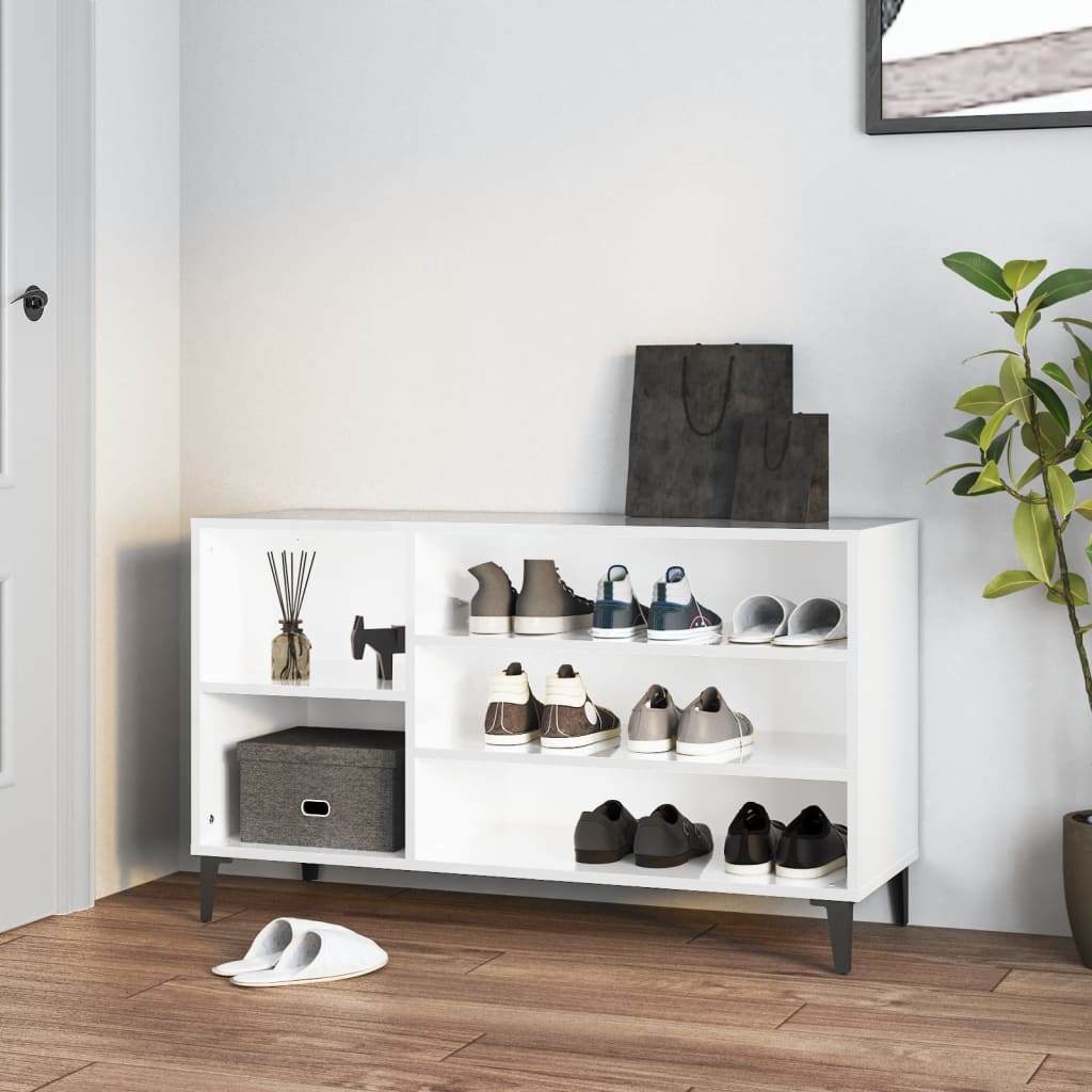 Skoskap høyglans hvit 102x36x60 cm konstruert tre