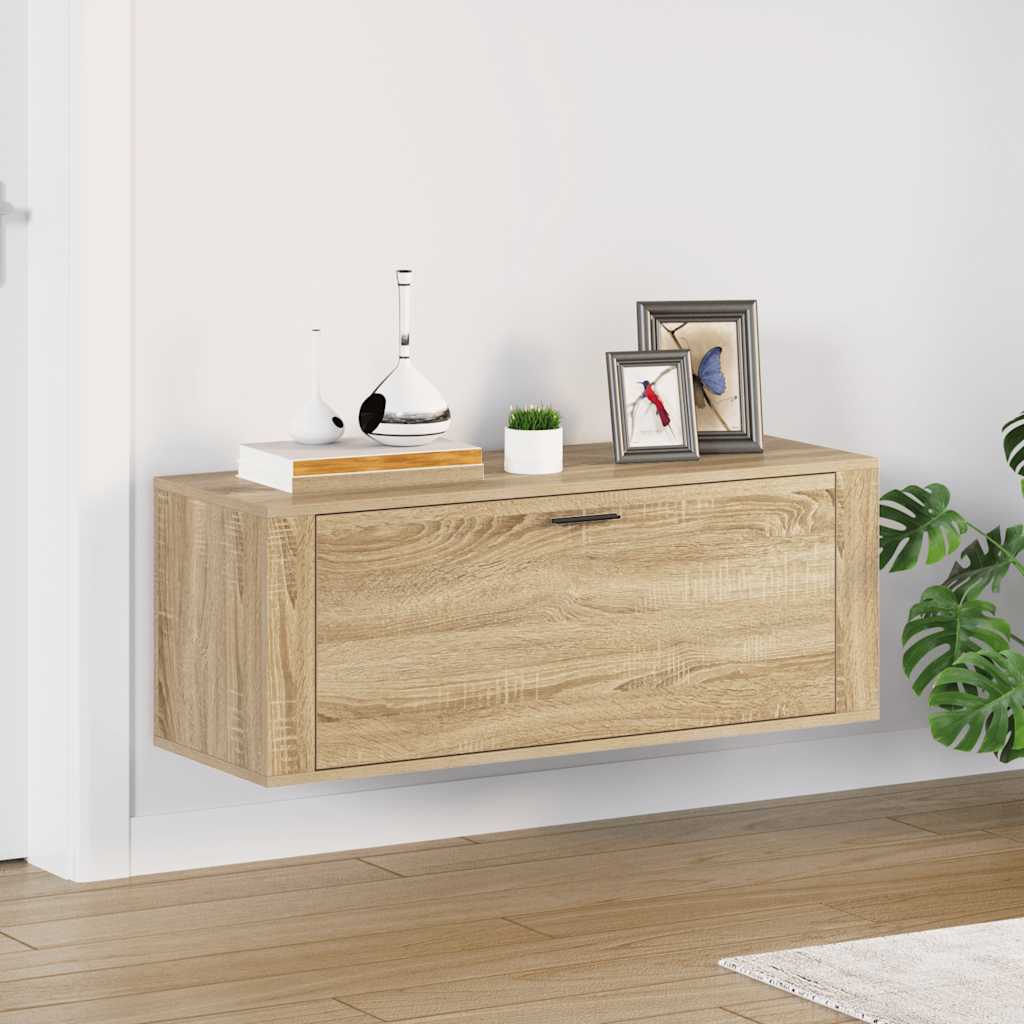 Veggmontert skoskap sonoma eik 100x35x38 cm konstruert tre