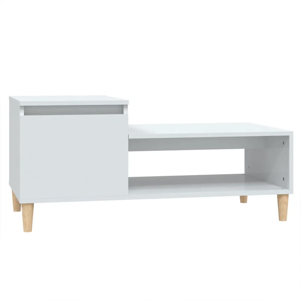 Salongbord høyglans hvit 100x50x45 cm konstruert tre