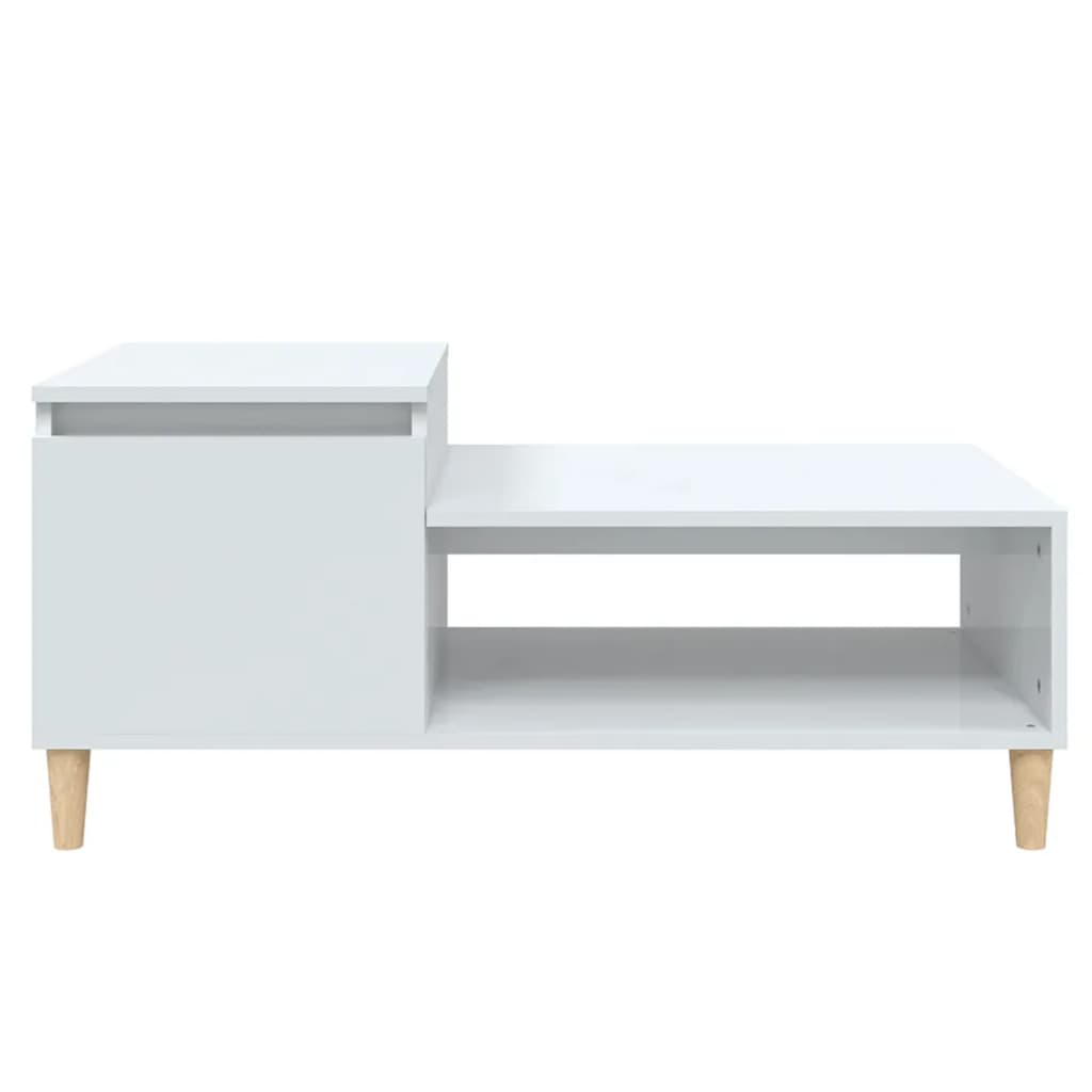 Salongbord høyglans hvit 100x50x45 cm konstruert tre