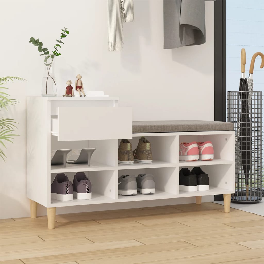 Skoskap hvit 102x36x60 cm konstruert tre