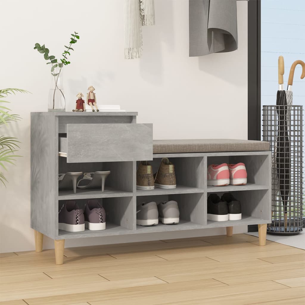 Skoskap betonggrå 102x36x60 cm konstruert tre