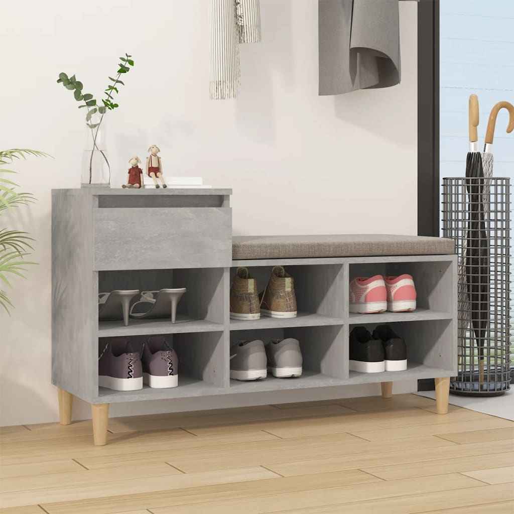 Skoskap betonggrå 102x36x60 cm konstruert tre