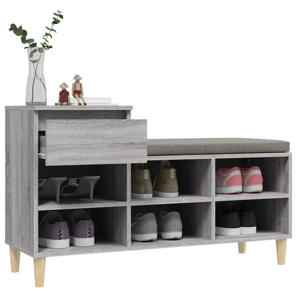 Skoskap grå sonoma 102x36x60 cm konstruert tre