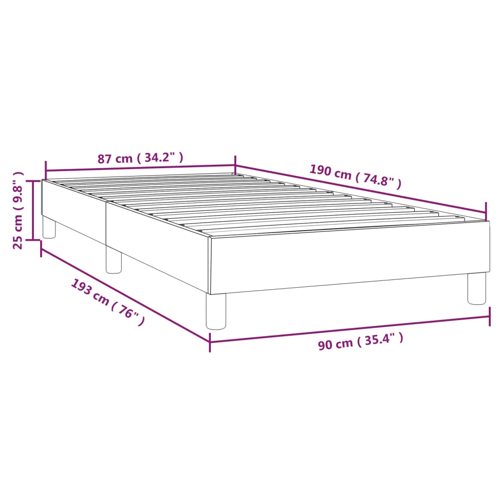 Boxspring-sengeramme svart 90x190 cm Single stoff