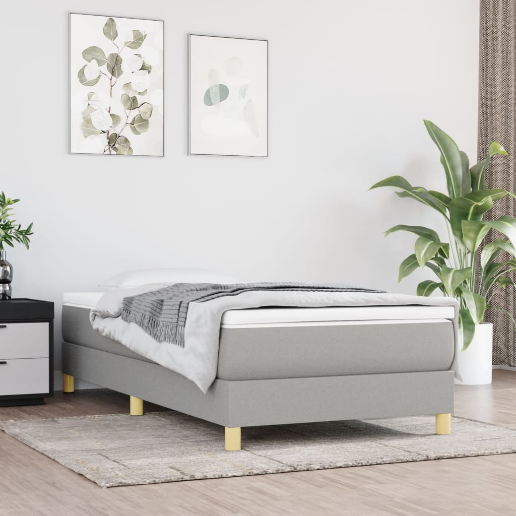 Boxspring-sengeramme lysegrå 90x190 cm Single stoff