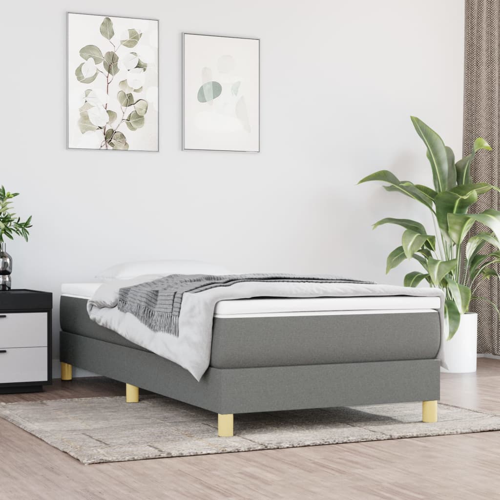 Boxspring-sengeramme mørkegrå 90x190 cm Single stoff