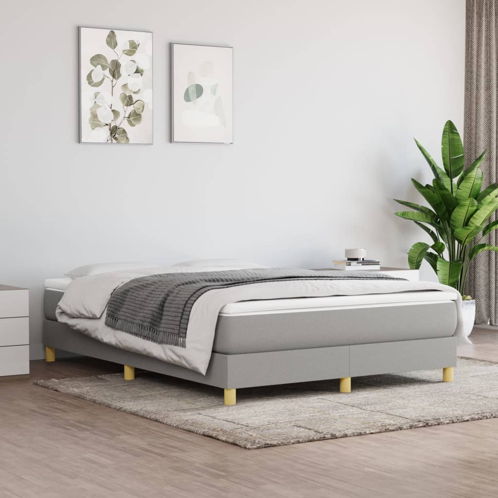 Boxspring-sengeramme lysegrå 135x190 cm Double stoff