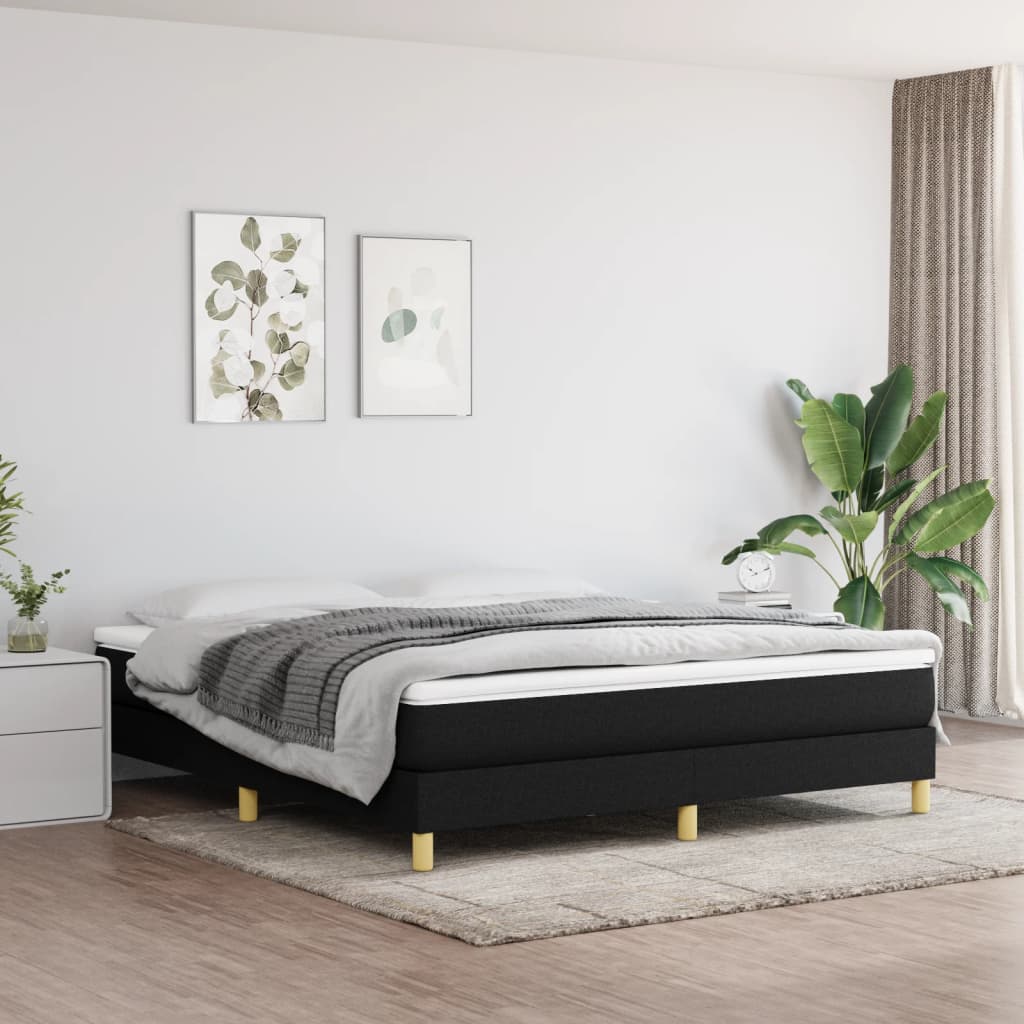 Boxspring-sengeramme boksfjær svart 180x200 cm Super King stoff