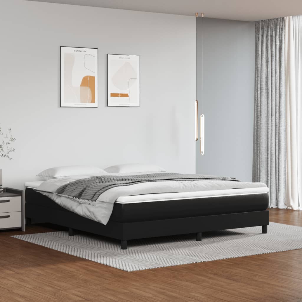 Boxspring-sengeramme svart 180x200 cm Super King kunstskinn
