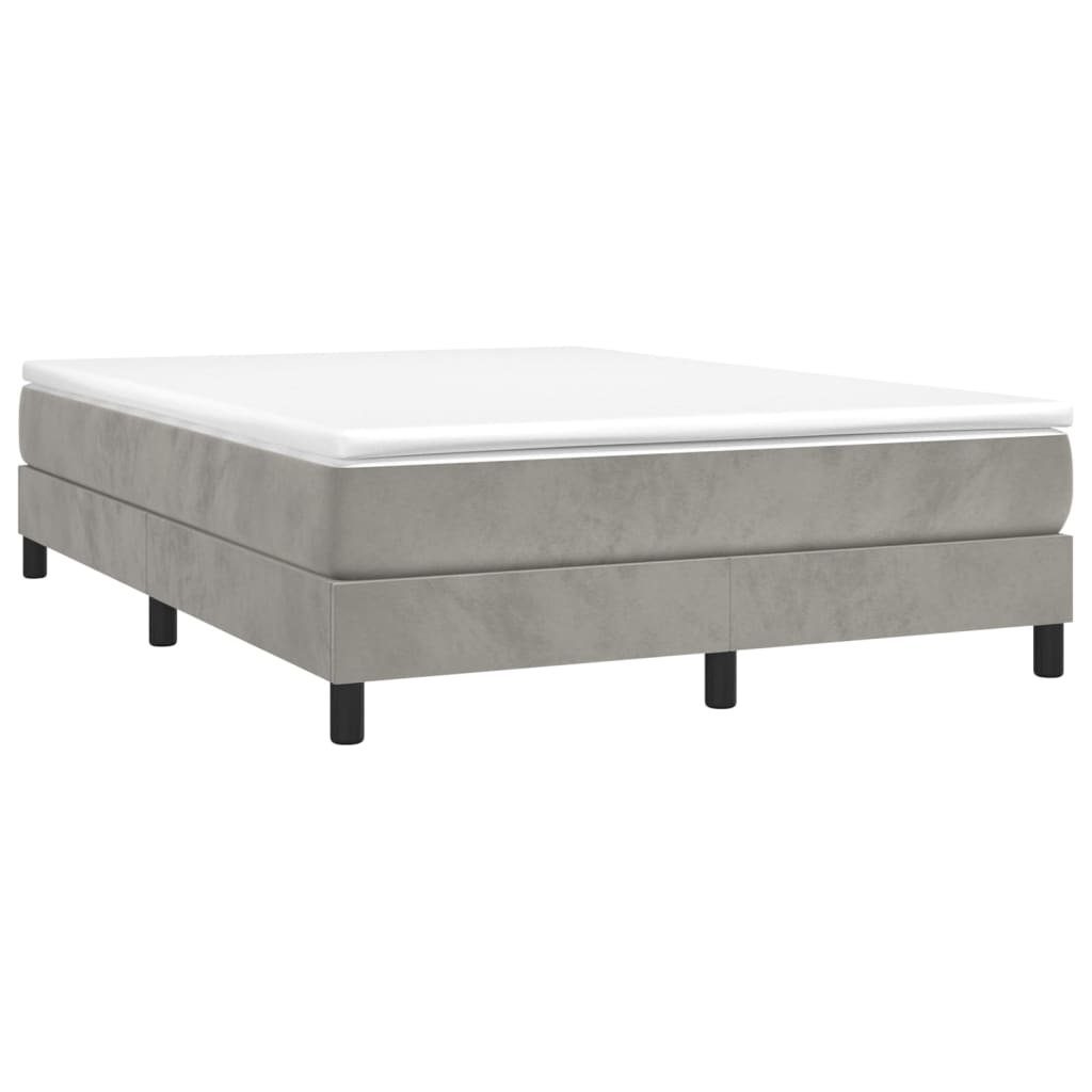 Boxspring-sengeramme lysegrå 135x190 cm Double fløyel