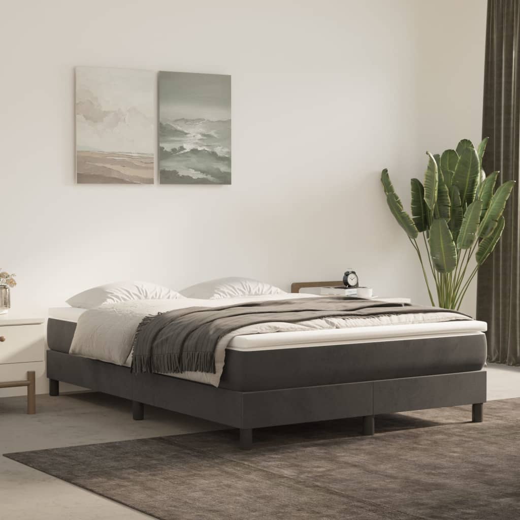 Boxspring-sengeramme mørkegrå 135x190 cm Double fløyel