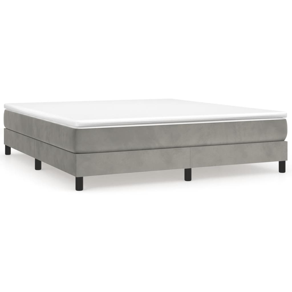 Boxspring-sengeramme lysegrå 180x200 cm Super King fløyel