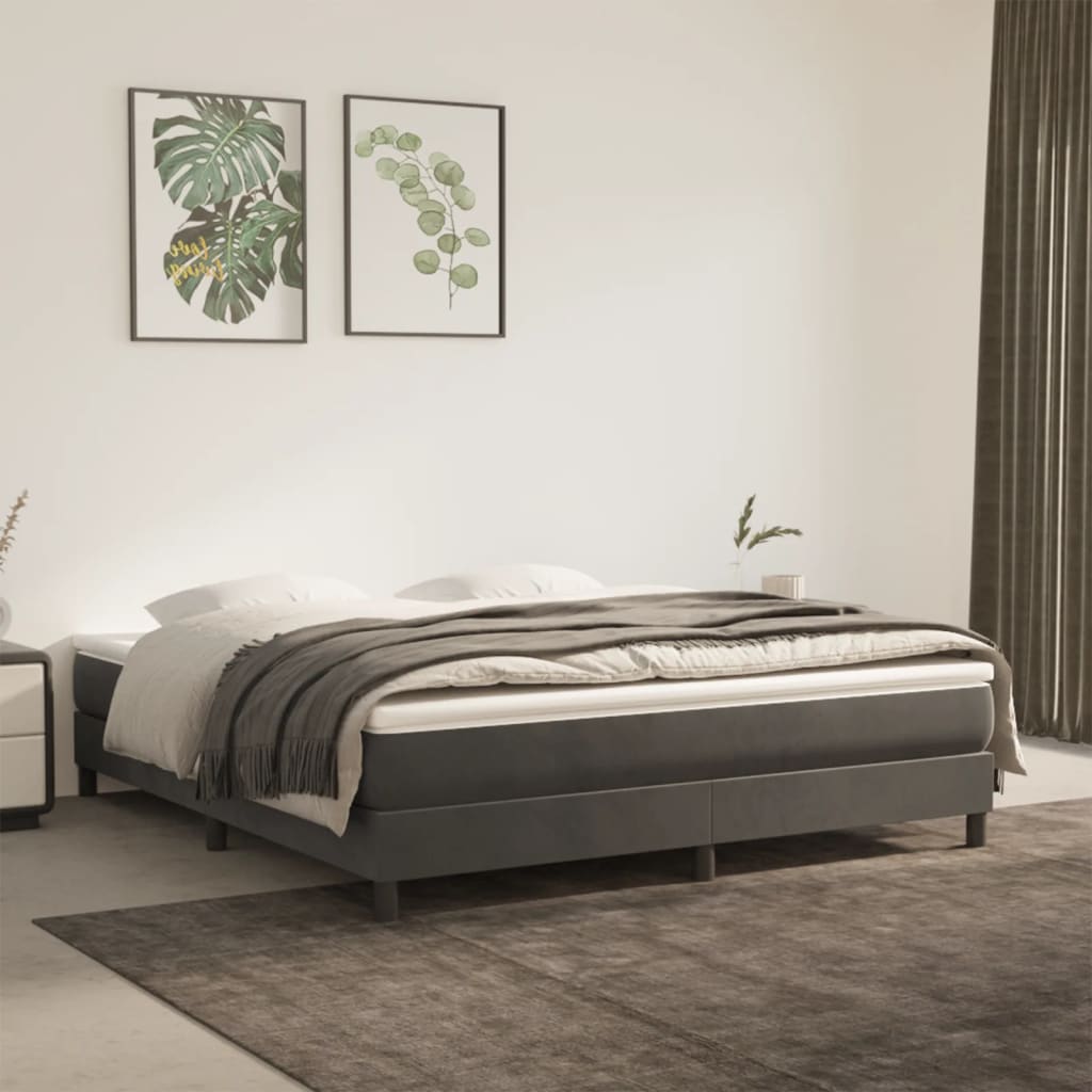 Boxspring-sengeramme mørkegrå 180x200 cm Super King fløyel