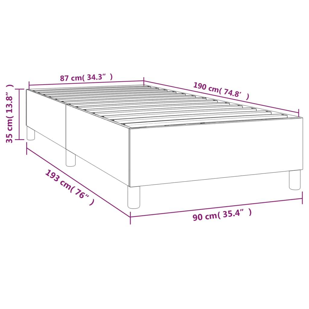 Boxspring-sengeramme lysegrå 90x190 cm Single stoff
