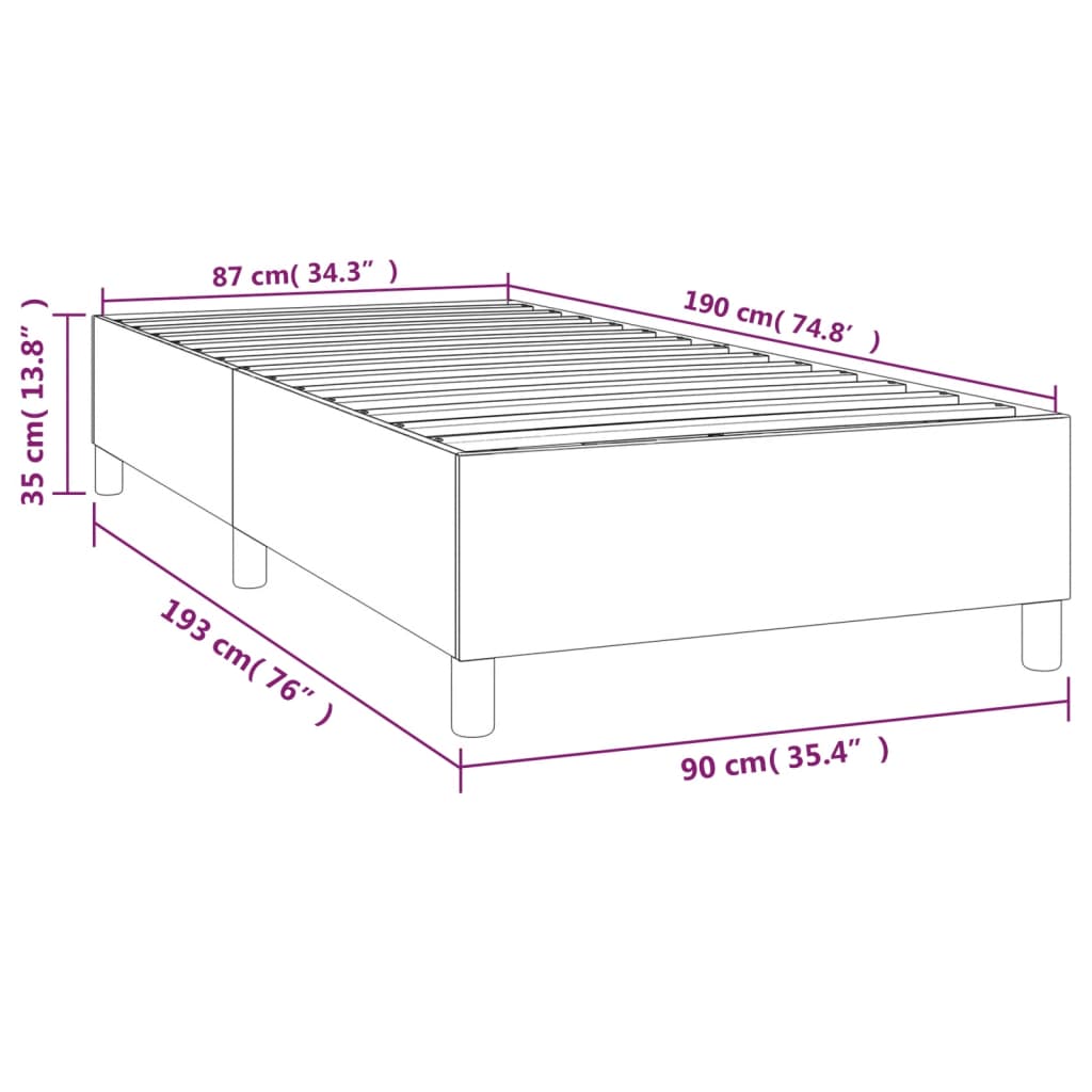 Boxspring-sengeramme mørkegrå 90x190 cm Single stoff