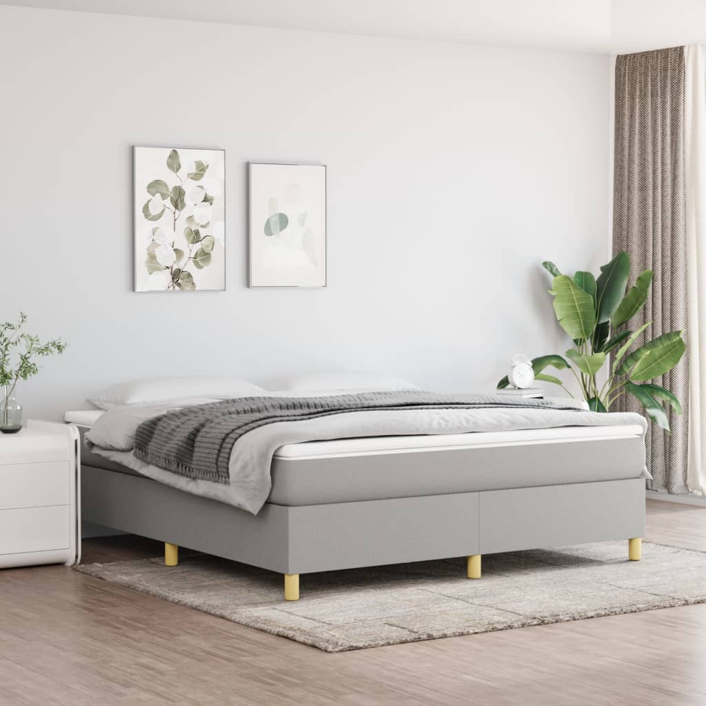 Boxspring-sengeramme lysegrå 180x200 cm Super King stoff