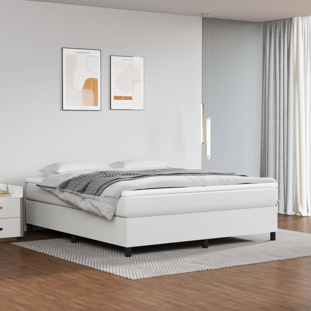 Boxspring-sengeramme hvit 180x200 cm Super King kunstskinn