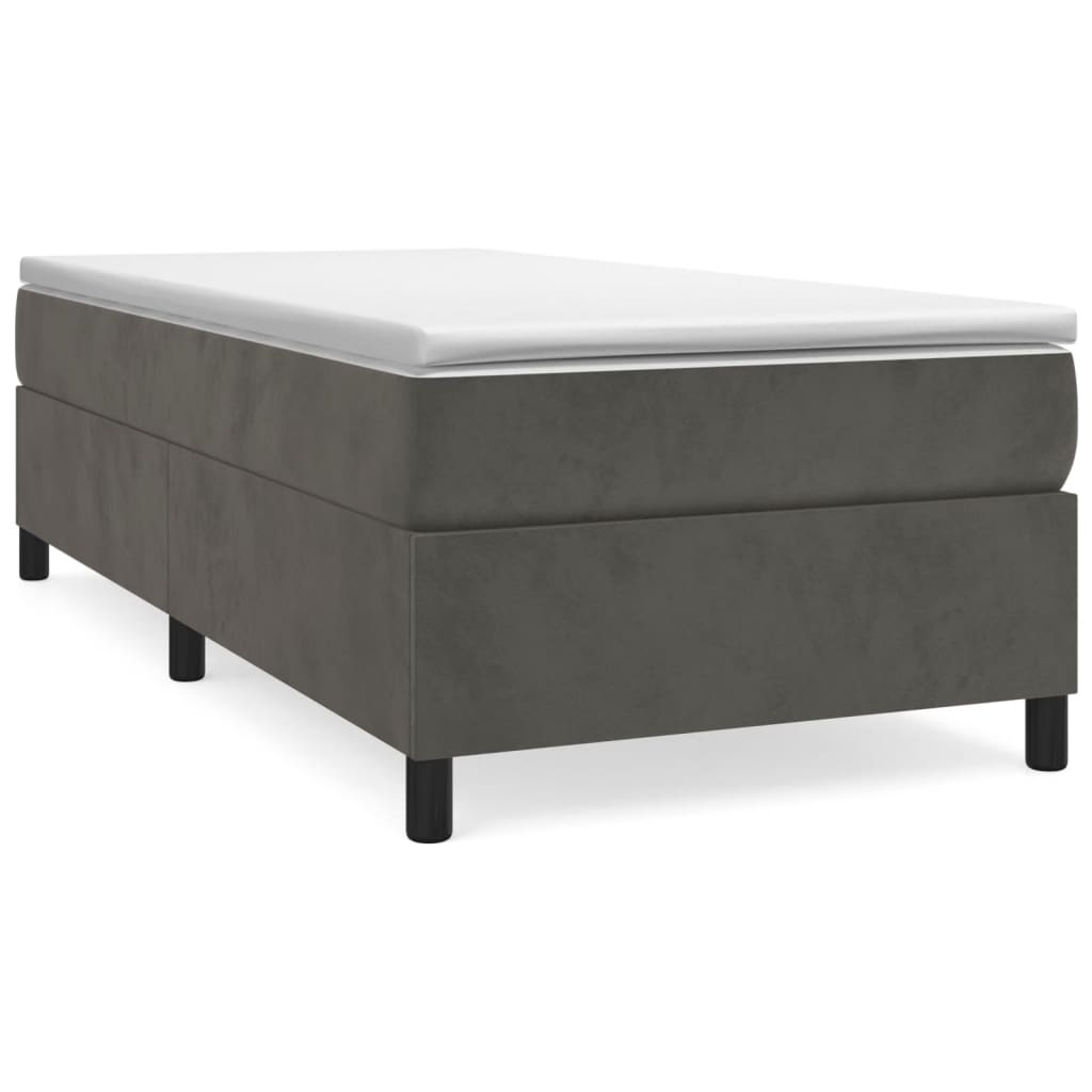 Boxspring-sengeramme mørkegrå 90x190 cm Single fløyel