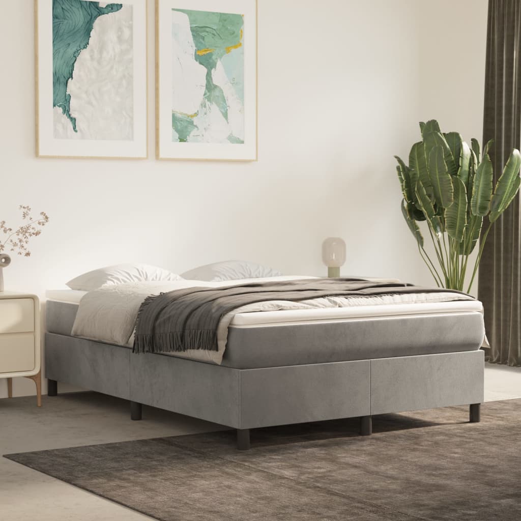 Boxspring-sengeramme lysegrå 135x190 cm Double fløyel