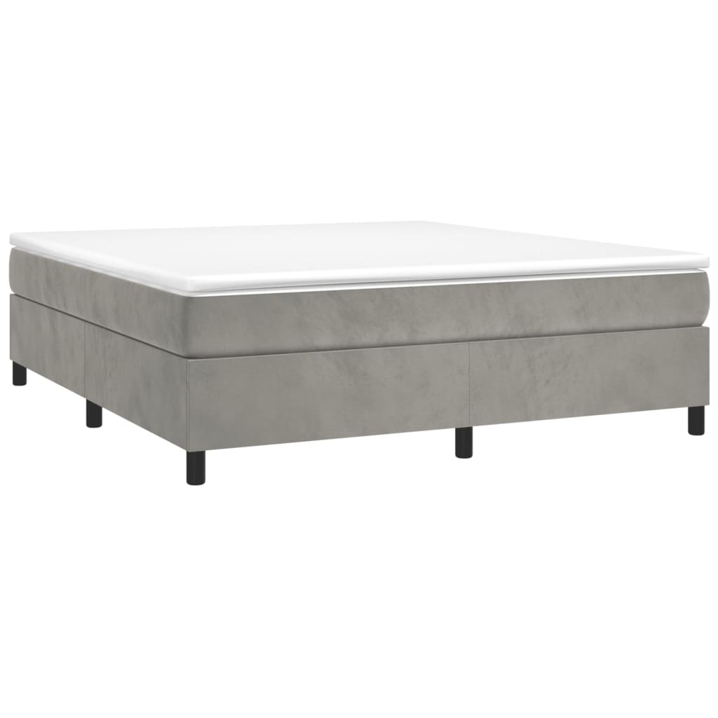 Boxspring-sengeramme lysegrå 180x200 cm Super King fløyel