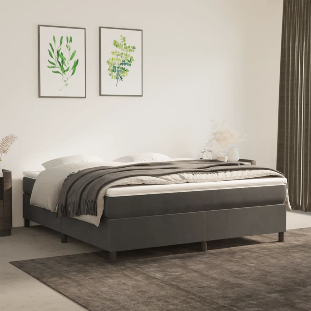 Boxspring-sengeramme mørkegrå 180x200 cm Super King fløyel