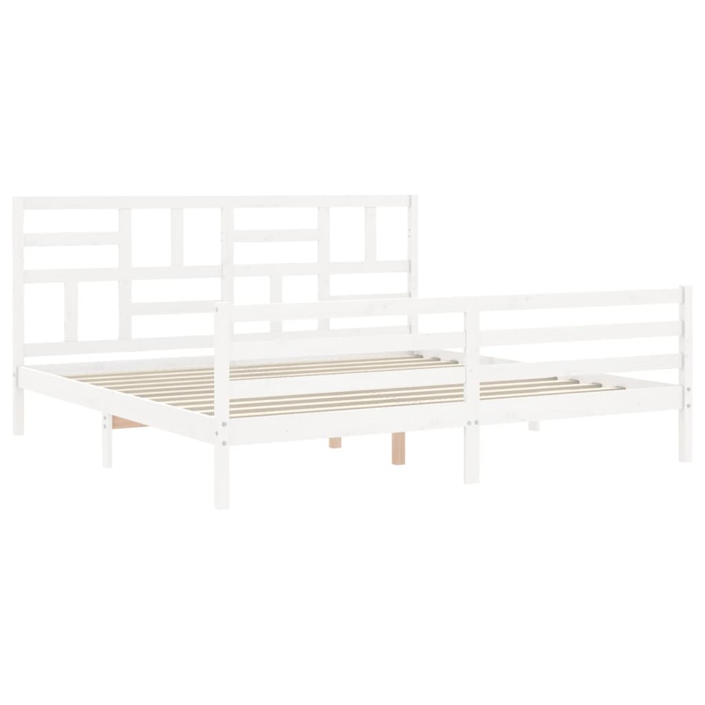 Sengeramme med hodegavl hvit 200x200 cm heltre