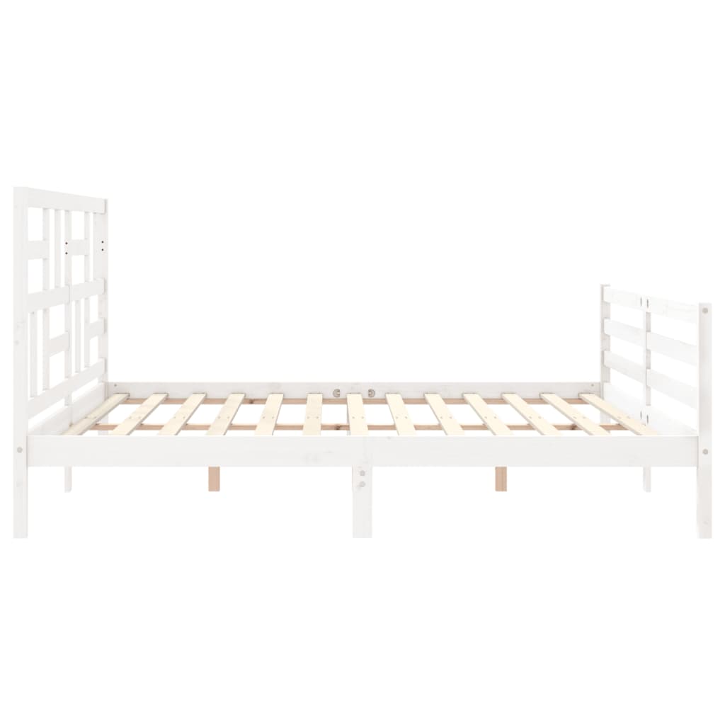 Sengeramme med hodegavl hvit 200x200 cm heltre