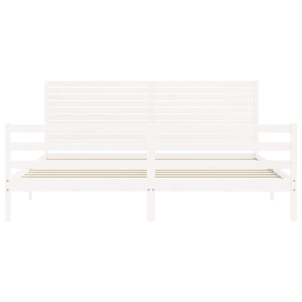 Sengeramme med hodegavl hvit 200x200 cm heltre