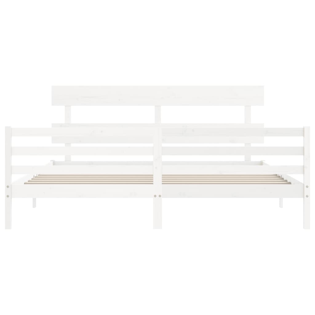 Sengeramme med hodegavl hvit 200x200 cm heltre