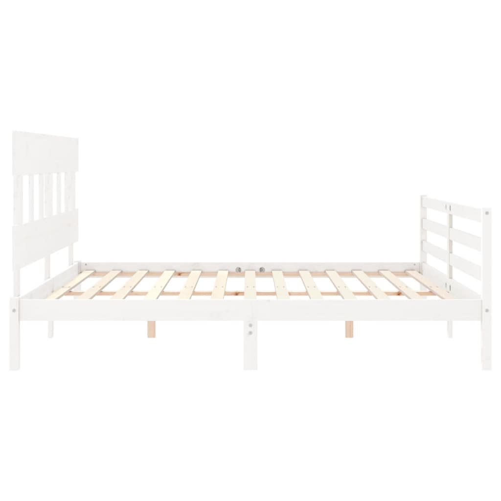 Sengeramme med hodegavl hvit 200x200 cm heltre