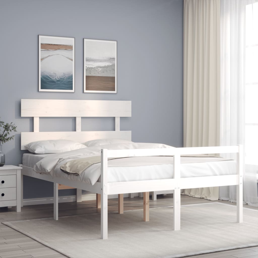Seniorseng med hodegavl hvit 120x200 cm heltre