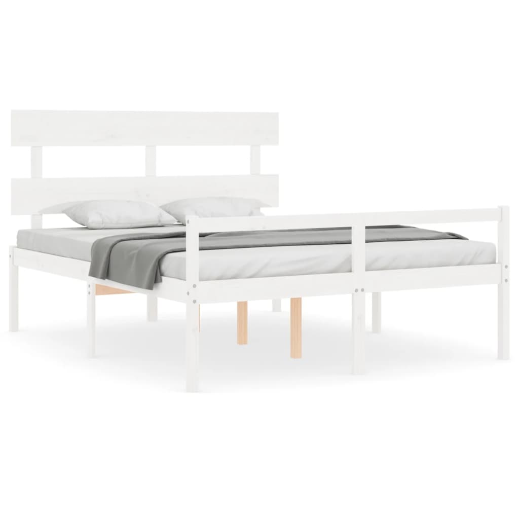 Seniorseng med hodegavl hvit 160x200 cm heltre