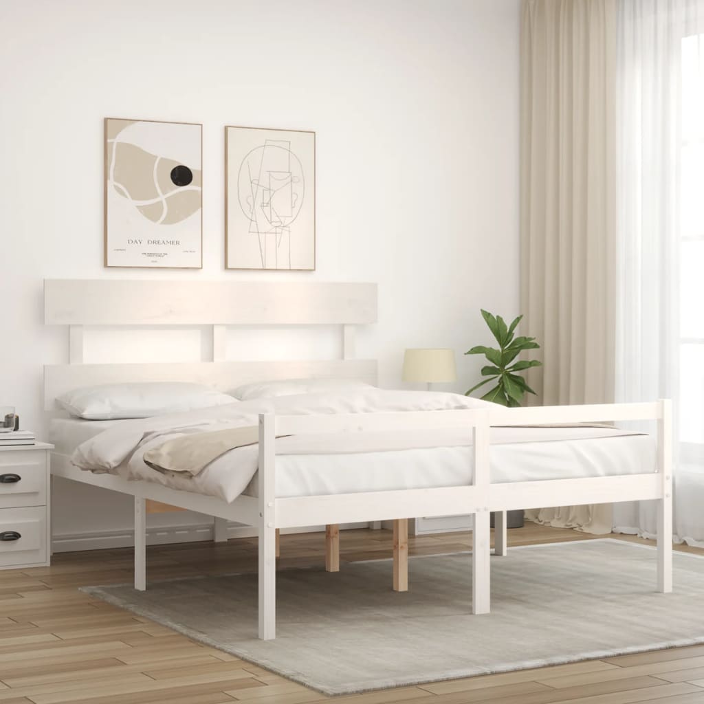 Seniorseng med hodegavl hvit 160x200 cm heltre