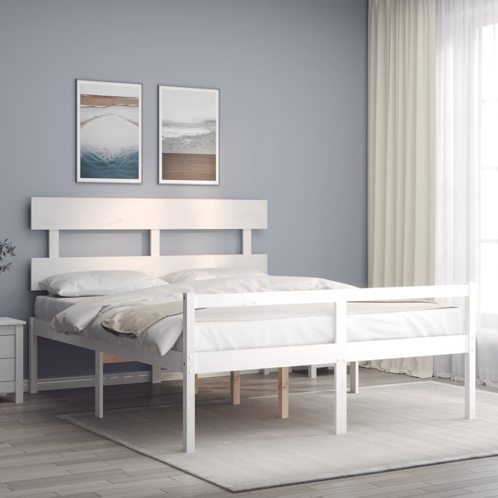Seniorseng med hodegavl hvit 160x200 cm heltre
