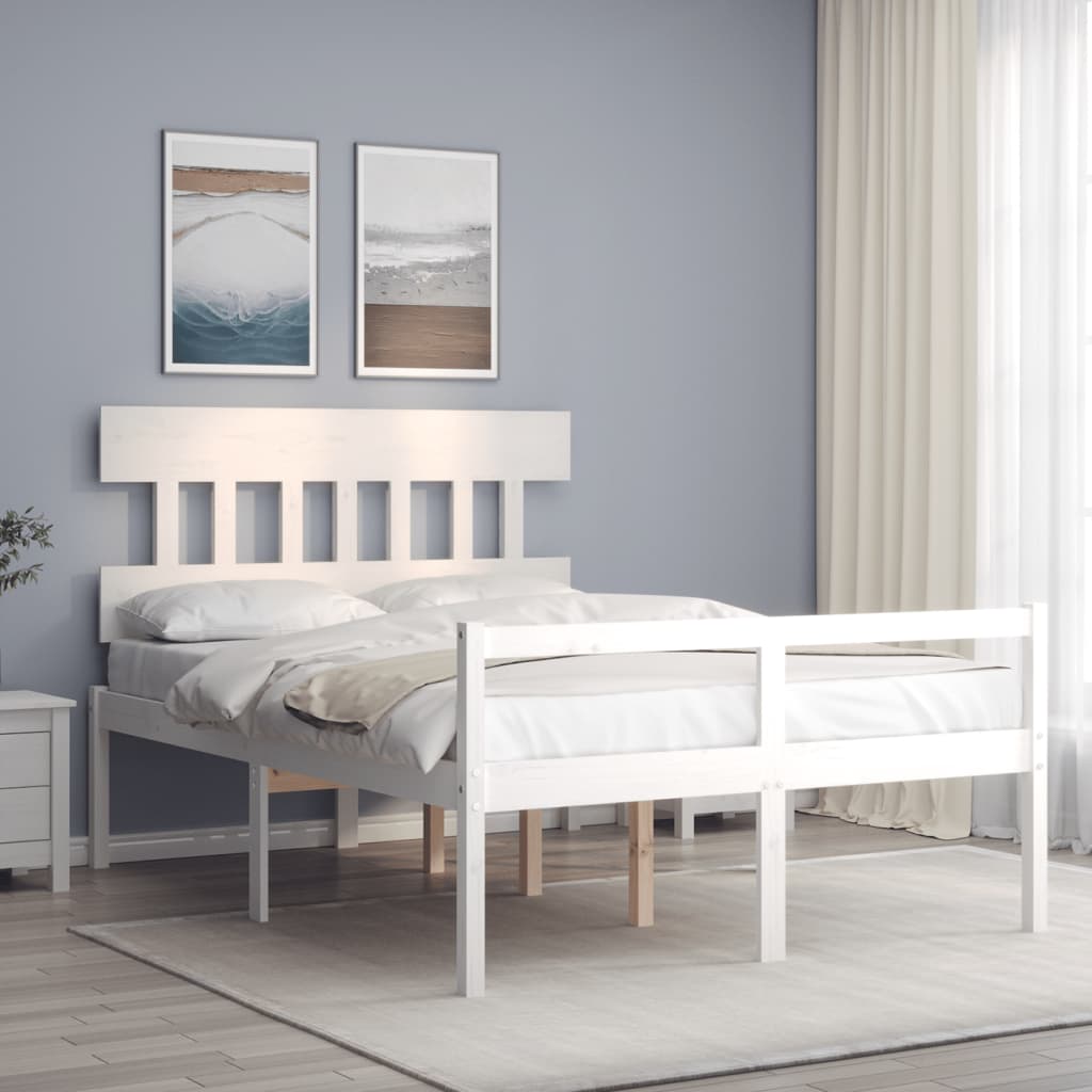Seniorseng med hodegavl hvit 120x200 cm heltre