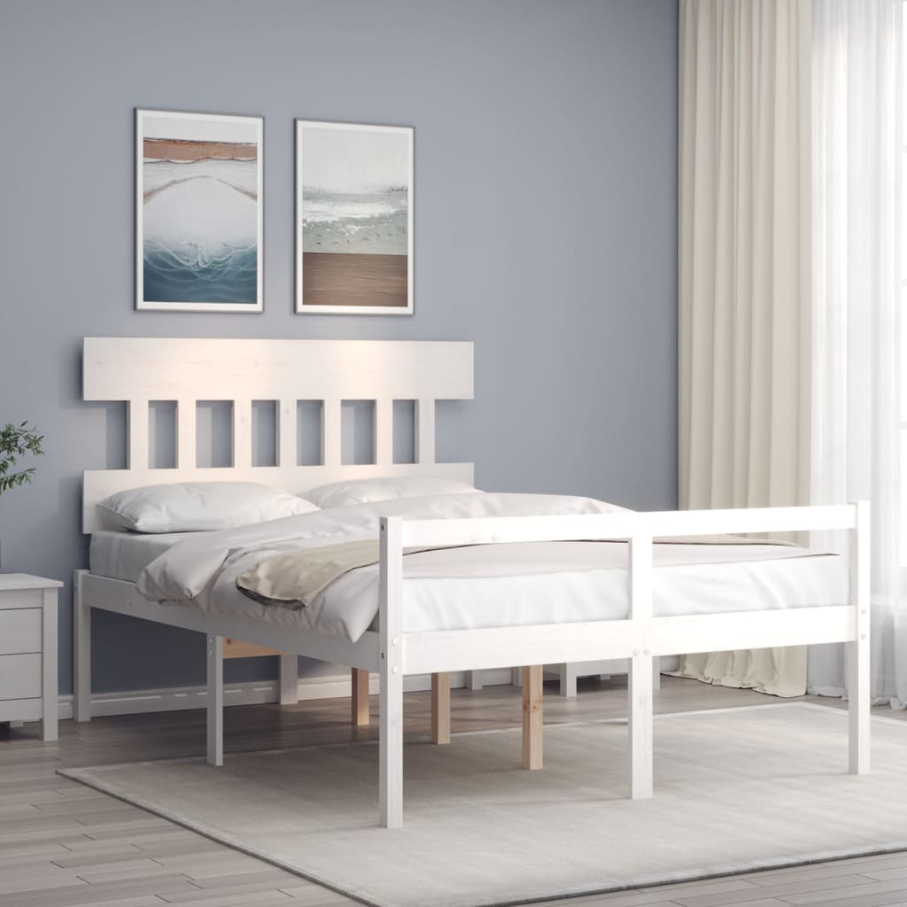 Seniorseng med hodegavl hvit 140x200 cm heltre