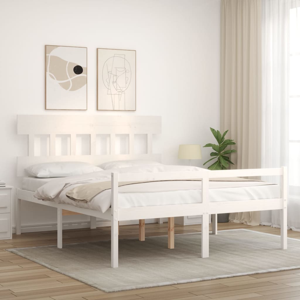 Seniorseng med hodegavl hvit 160x200 cm heltre