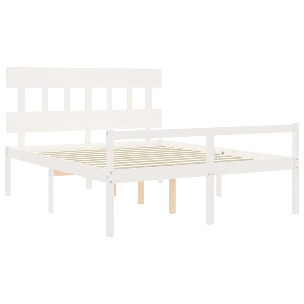 Seniorseng med hodegavl hvit 160x200 cm heltre