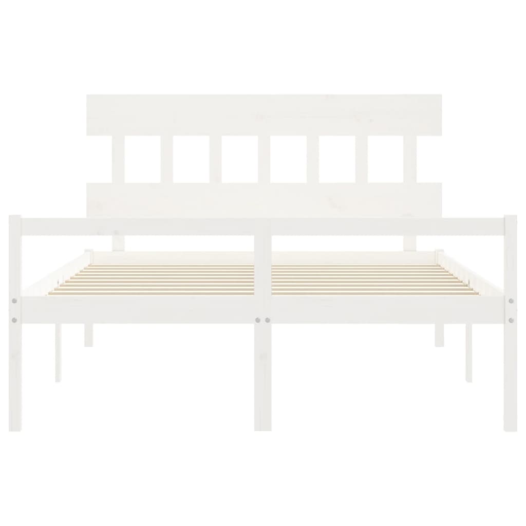 Seniorseng med hodegavl hvit 160x200 cm heltre