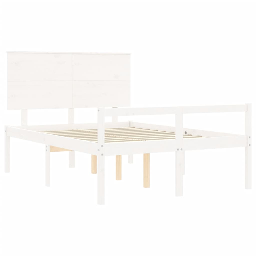 Seniorseng med hodegavl hvit 140x190 cm heltre