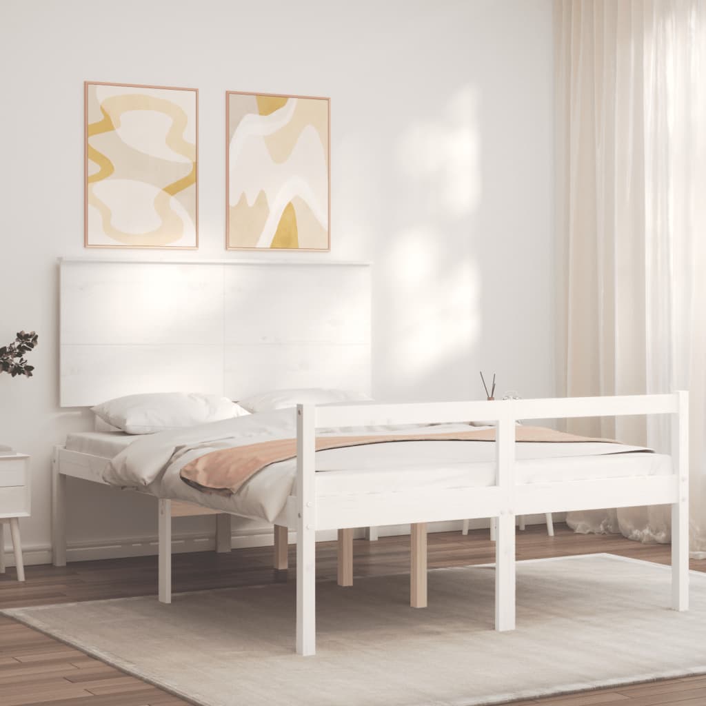 Seniorseng med hodegavl hvit 120x200 cm heltre