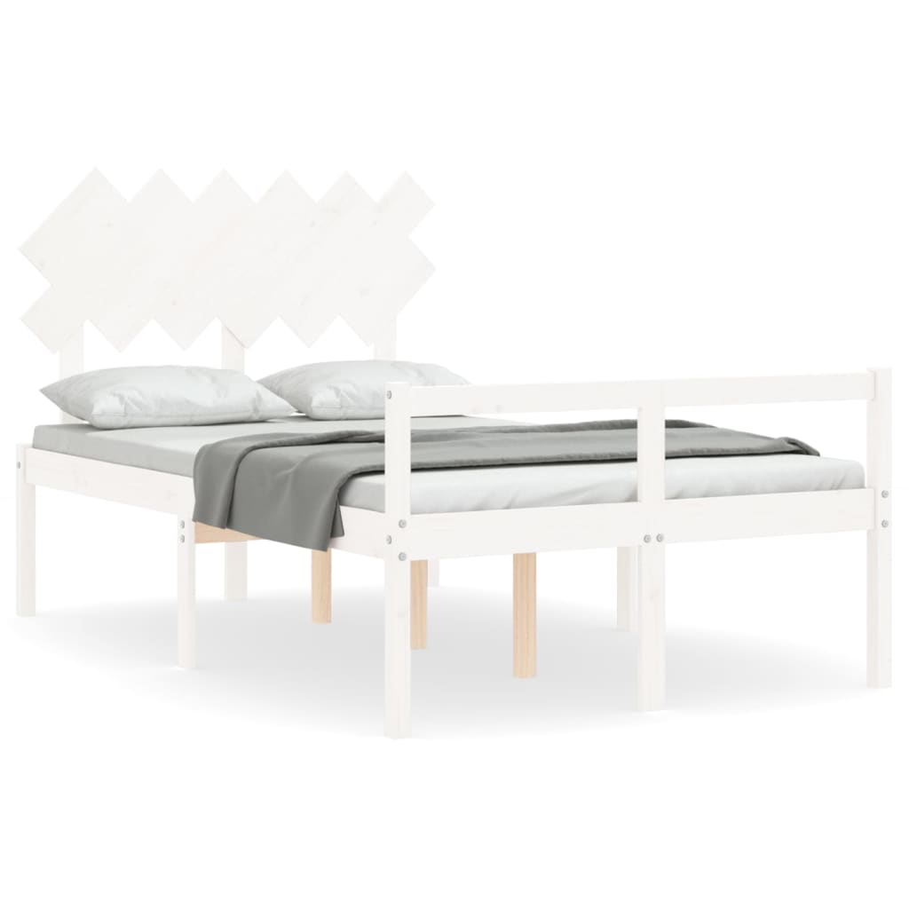 Seniorseng med hodegavl hvit small double heltre