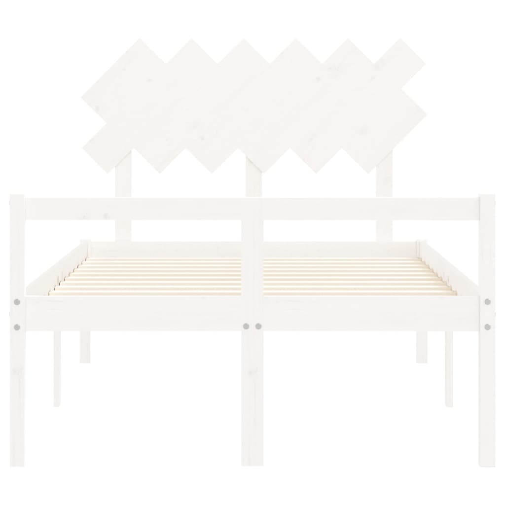 Seniorseng med hodegavl hvit small double heltre