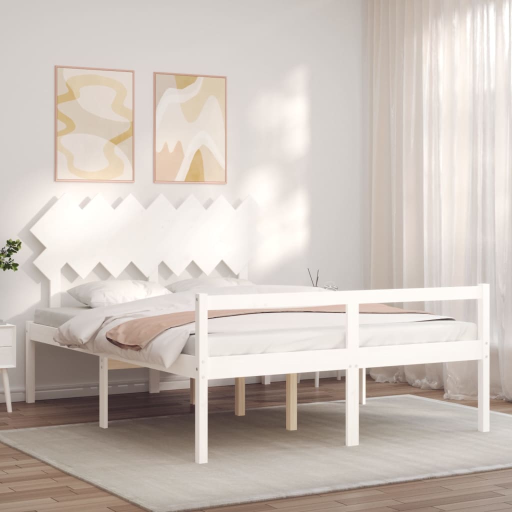 Seniorseng med hodegavl hvit 140x190 cm heltre