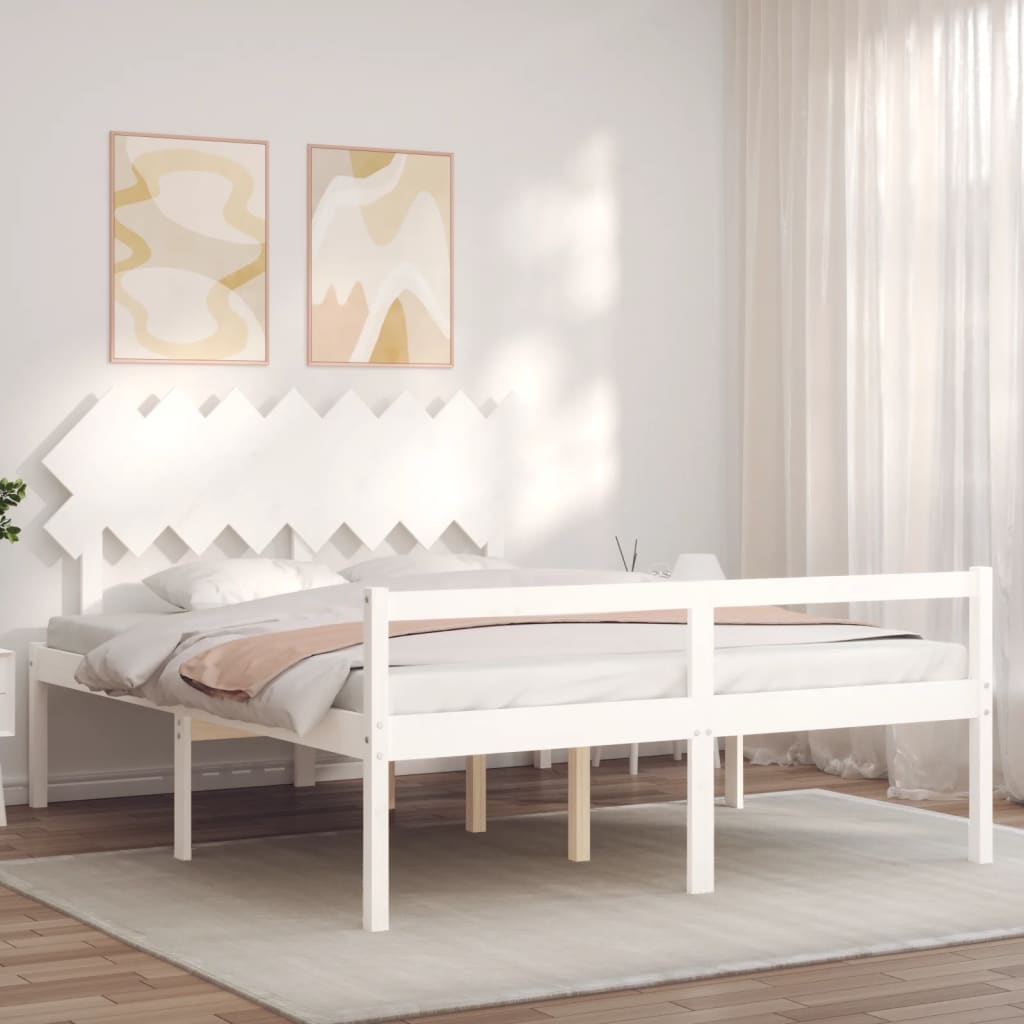 Seniorseng med hodegavl hvit 160x200 cm heltre