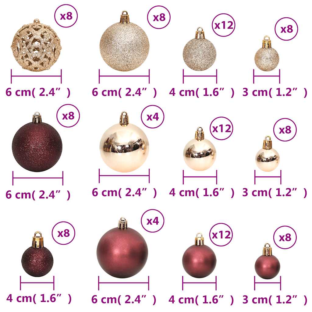 Julekuler 100 stk sjampanje og brun 3 / 4 / 6 cm