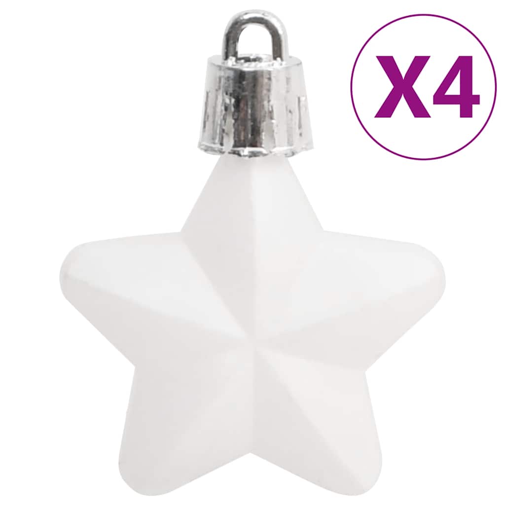 Julekulesett 111 deler hvit og grå polystyren